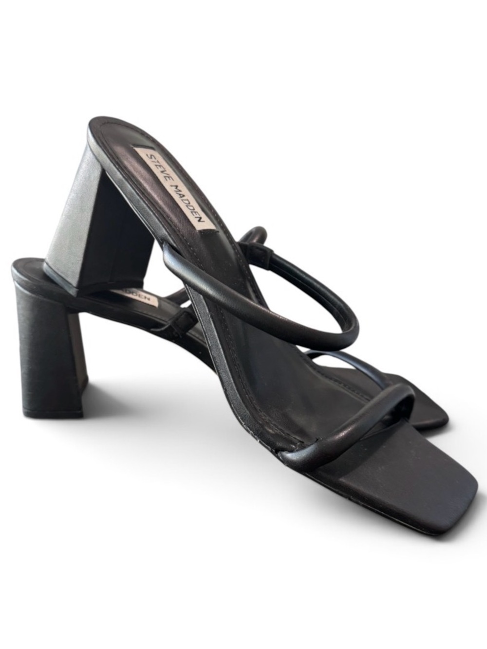 *SOLD* Steve Madden Lilah Black Tubular Strap Block Heel Sandal Size 9.5